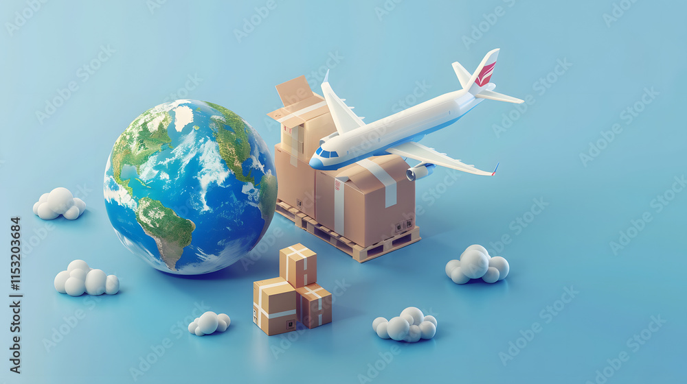 Fototapeta premium International Package Delivery icon isometric 3D