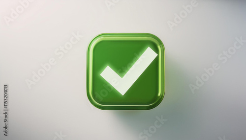 Wallpaper Mural Green check mark icon. Symbol of approval. 3D rendering, modern illustration. Light backdrop. Torontodigital.ca