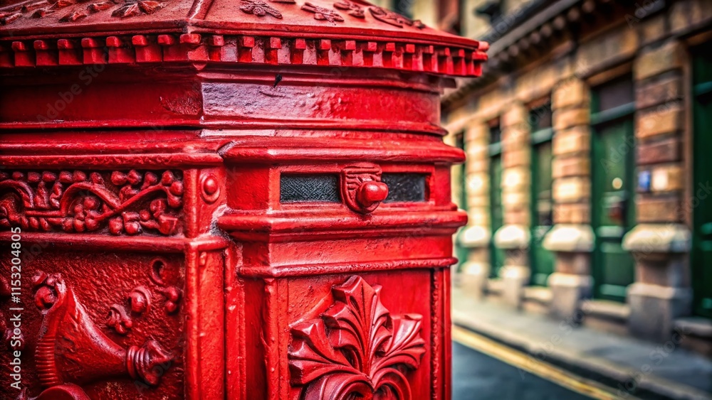 Macro Photography: London Red Postbox Detail, Royal Mail Letterbox Close-up Macro Photography: London Red Postbox Detail, Royal Mail Letterbox Close-up