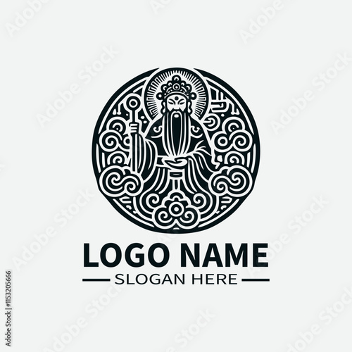 Fu Lu Shou Chinese Gods Logo Design, Chinese Mythology, Good Fortune, Prosperity, Longevity