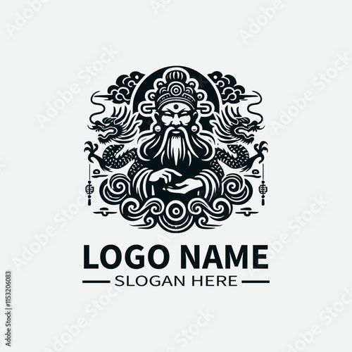 Fu Lu Shou Chinese Gods Logo Design, Chinese Mythology, Good Fortune, Prosperity, Longevity