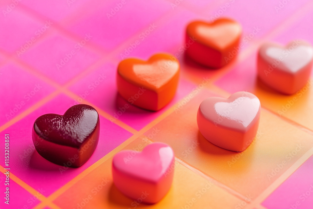 On the table, you will find many hearts in various beautiful colors On the table, you will find many hearts in various beautiful colors