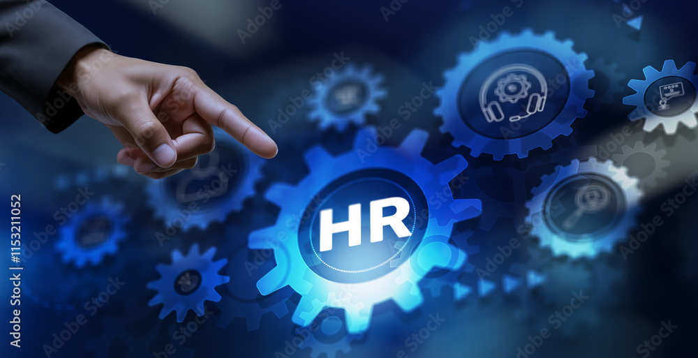 HR. Human resources management and recruitment concept. Double exposure network mixed media structure HR. Human resources management and recruitment concept. Double exposure network mixed media structure