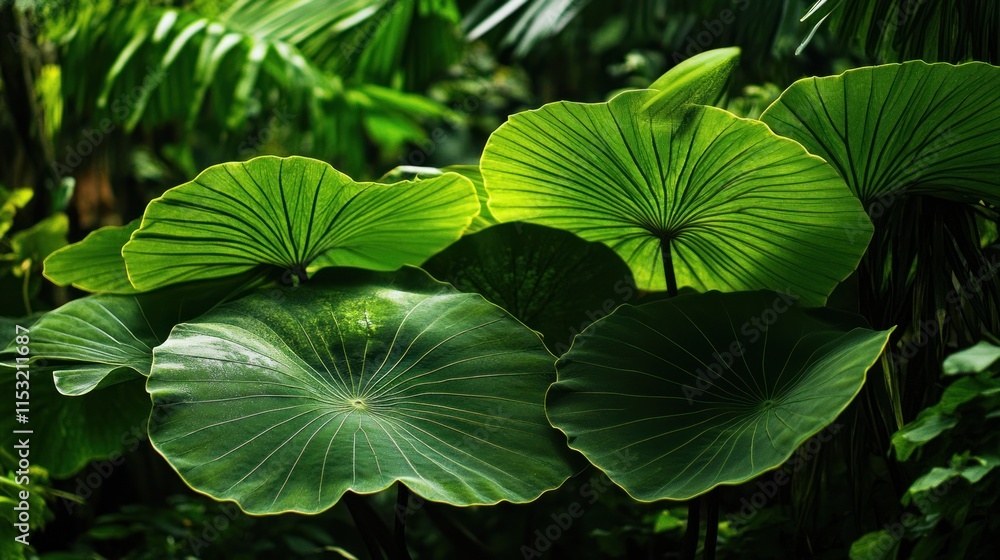 Fototapeta premium Green Jungle Leaves in the Sunlight