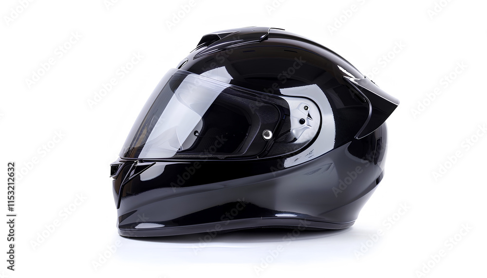 Modern motorcycle helmet with visor isolated on white Modern motorcycle helmet with visor isolated on white