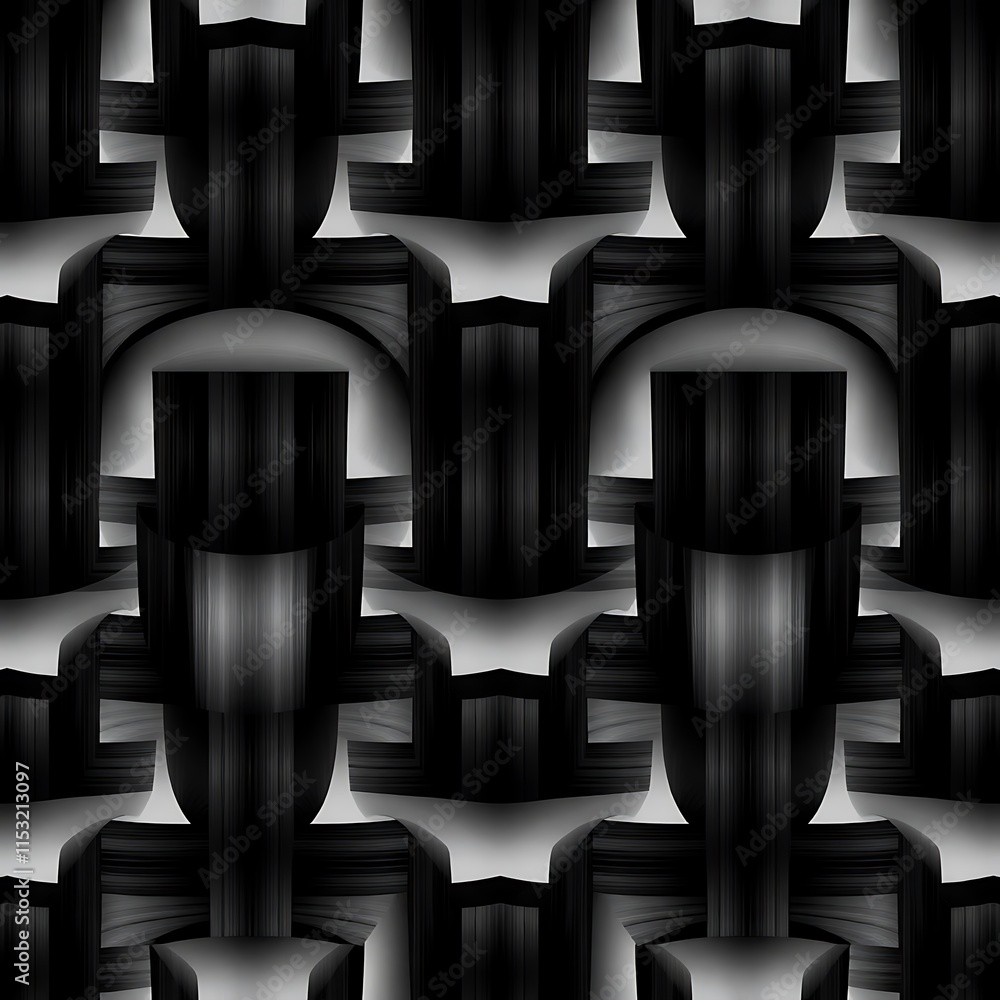 Abstract Monochromatic Pattern: Geometric Black and White Seamless Texture Abstract Monochromatic Pattern: Geometric Black and White Seamless Texture