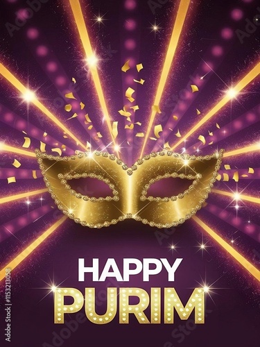 A poster with text happy purim celebration design photo