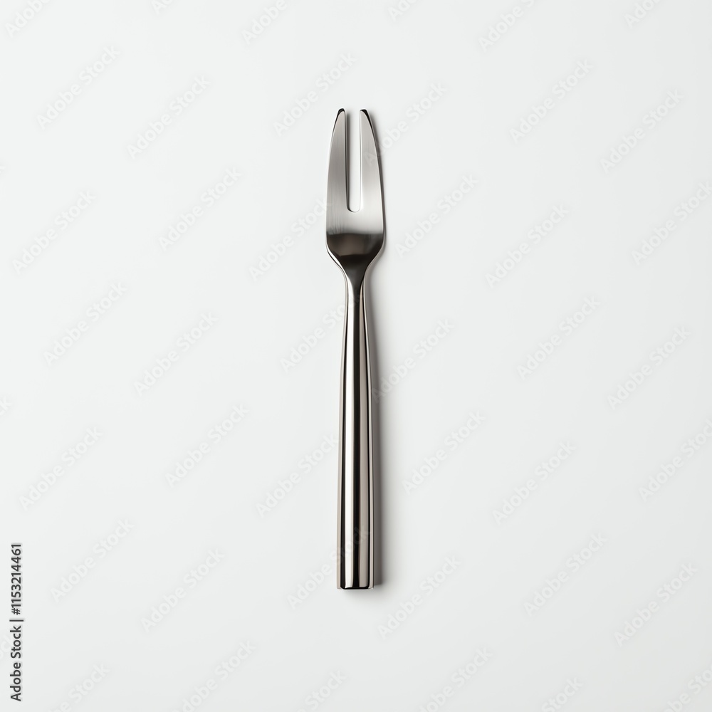 A sleek, modern fork with a polished finish, centered on a minimalist white background, highlighting its elegant design. A sleek, modern fork with a polished finish, centered on a minimalist white background, highlighting its elegant design.