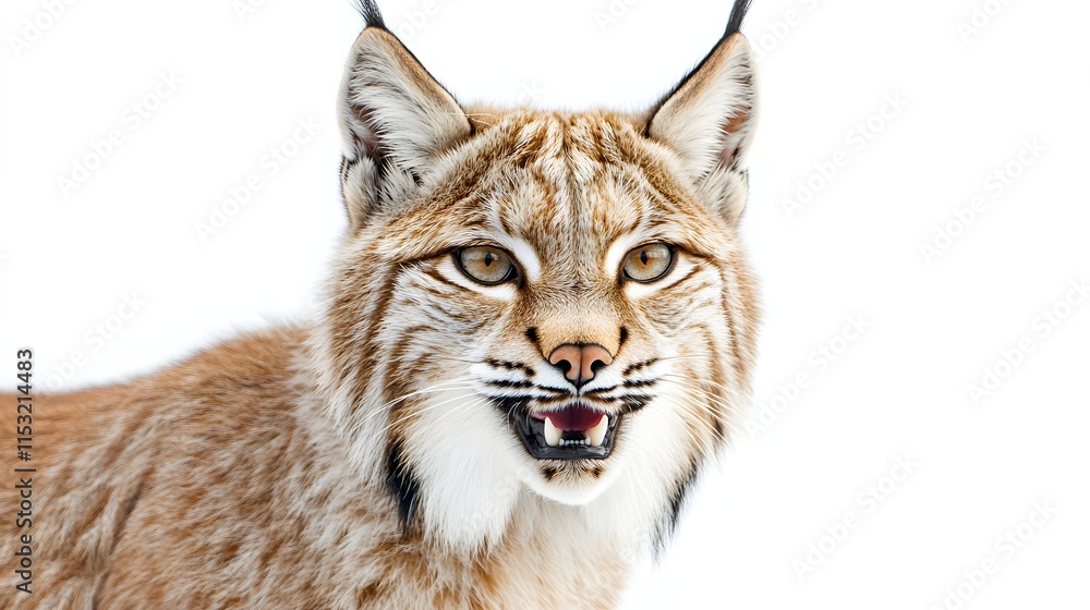 Fototapeta premium A Close Up Portrait of a Lynx Showing its Teeth