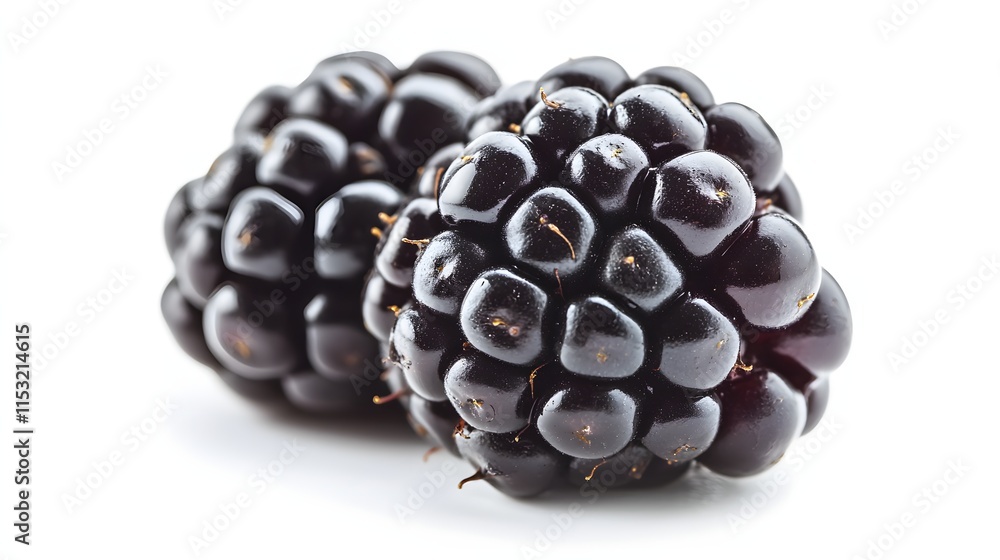 Two ripe blackberries isolated on white background Two ripe blackberries isolated on white background