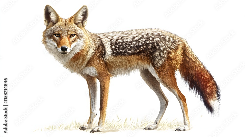 Fototapeta premium Black backed Jackal Standing in Grassland