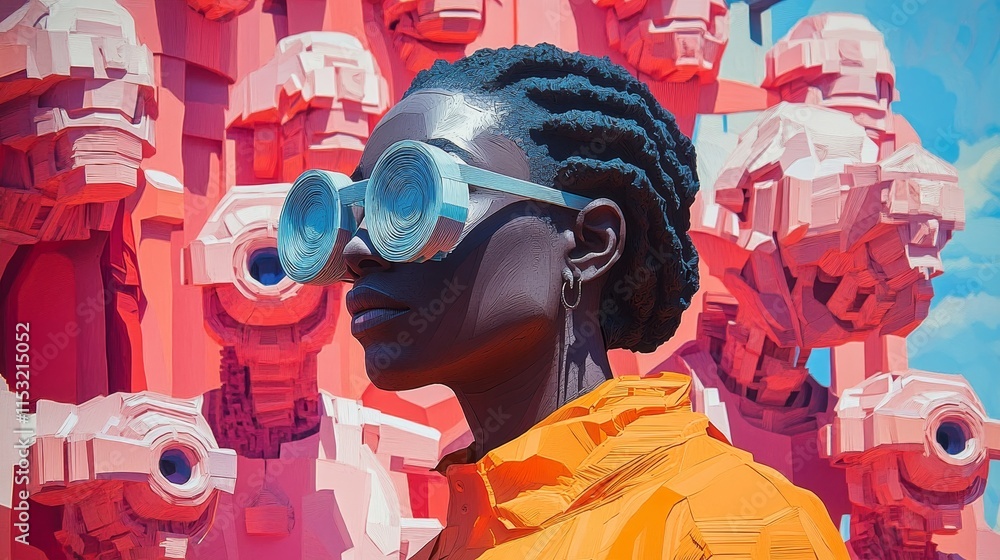 Obraz premium Colorful abstract of university students style in black people