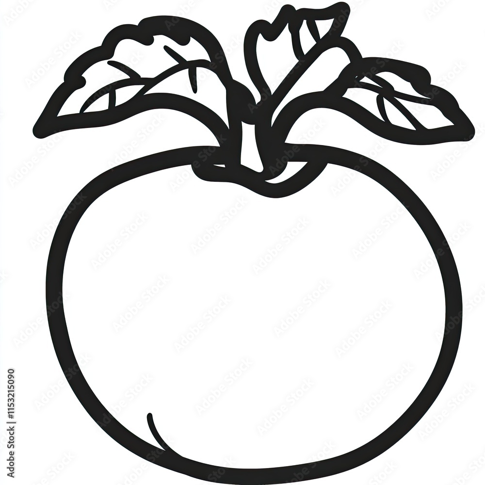Simple Line Drawing Of An Apple With Leaves Simple Line Drawing Of An Apple With Leaves