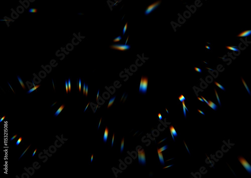Prism Light Refractions on Black Background for Sci-Fi or Design Use