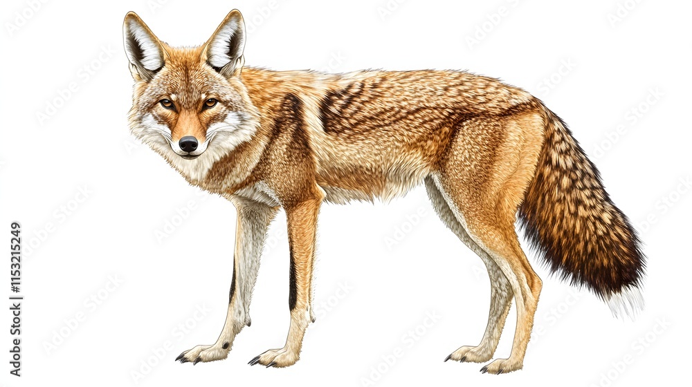 Obraz premium A Detailed Illustration Of A Coyote Standing