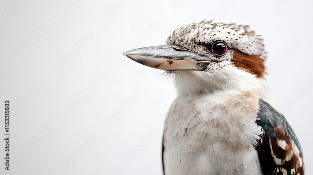 Fototapeta premium A Laughing Kookaburra Portrait Against White Background