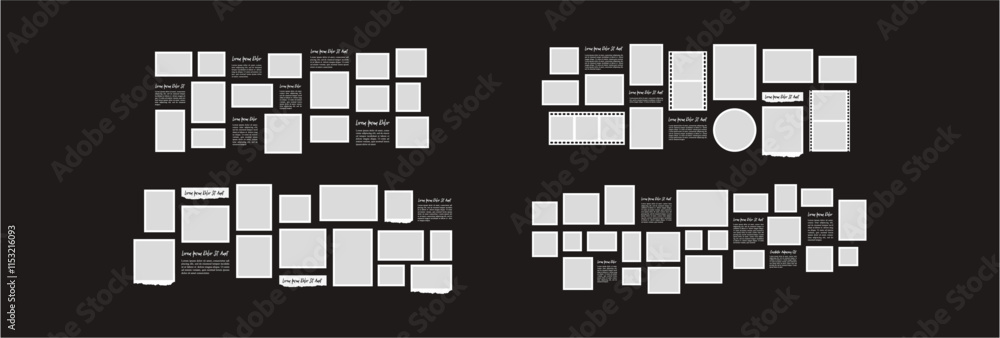 Fototapeta premium Set Pictures or photos frame collage layout abstract photo frames and digital photo wall template