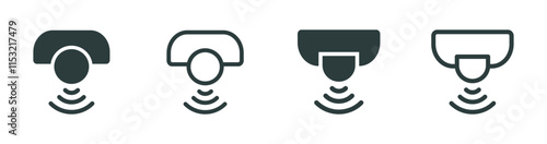 Laser sensor flat vector icon set. Sensor icon