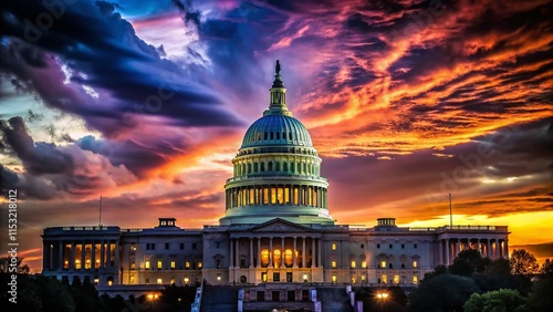 Majestic Night Silhouette: US Capitol Building, Washington DC