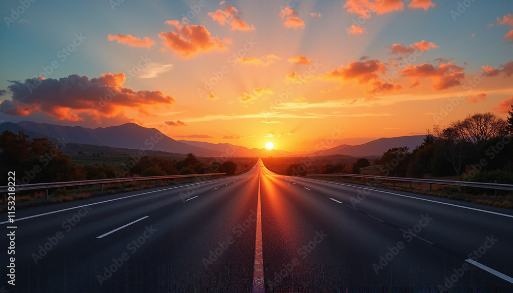 Naklejka premium Empty road illustration with city buildings in minimalist style