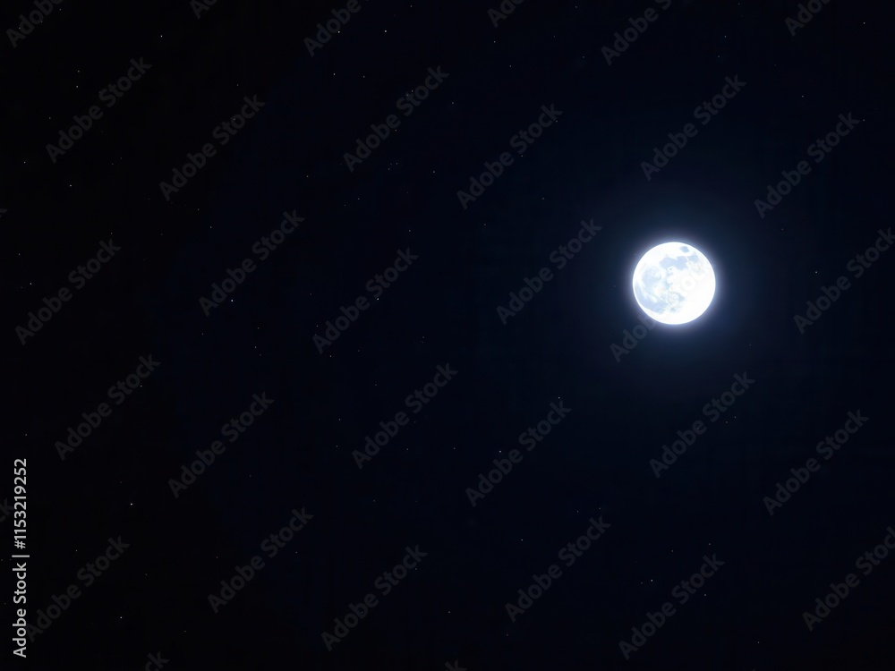 Stunning Full Moon Illuminating Night Sky with Stars and Darkness, Perfect for Evoking Calmness, Mystery, and the Beauty of Natural Nighttime Scenes Stunning Full Moon Illuminating Night Sky with Stars and Darkness, Perfect for Evoking Calmness, Mystery, and the Beauty of Natural Nighttime Scenes