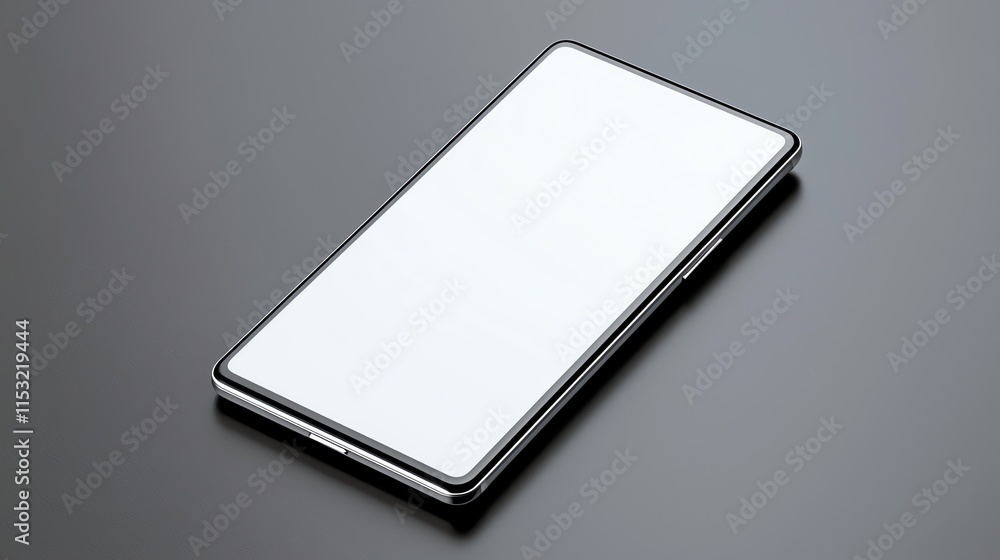 A modern smartphone with a blank screen, placed on a reflective black surface for a sleek, futuristic vibe A modern smartphone with a blank screen, placed on a reflective black surface for a sleek, futuristic vibe
