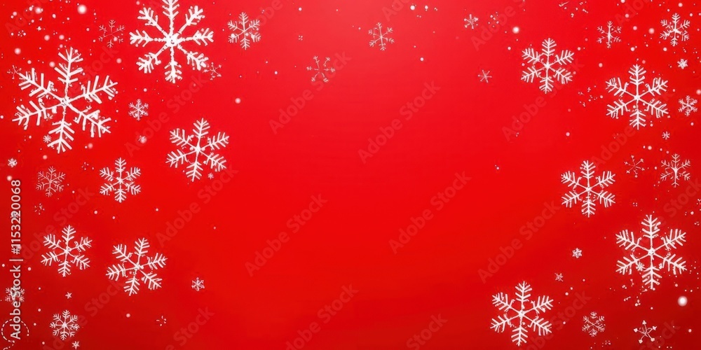 Red Background with Elegant White Snowflakes Creating a Festive Winter Wonderland Atmosphere, Perfect for Holiday Themes and Seasonal Celebrations Red Background with Elegant White Snowflakes Creating a Festive Winter Wonderland Atmosphere, Perfect for Holiday Themes and Seasonal Celebrations