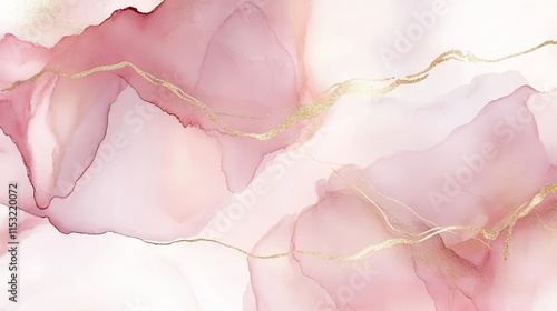 Obraz na płótnie Abstract marble watercolor in dusty rose and blush with gold lines – royal pink taupe alcohol ink vector for invitations and flyers w salonie