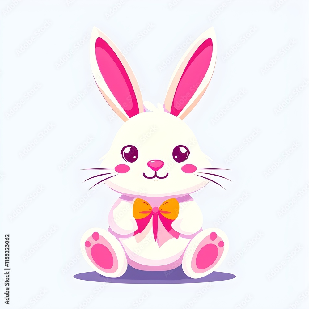 Fototapeta premium Simple cartoon Easter bunny, abstract illustration