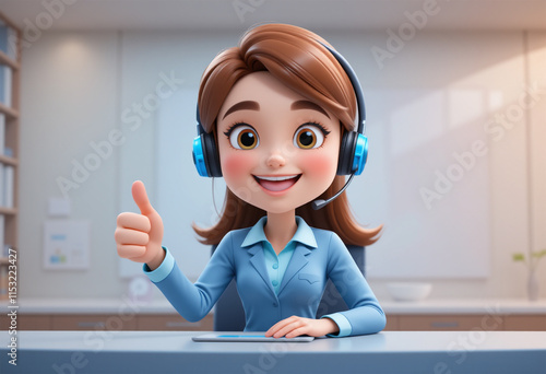 call center operator with headset