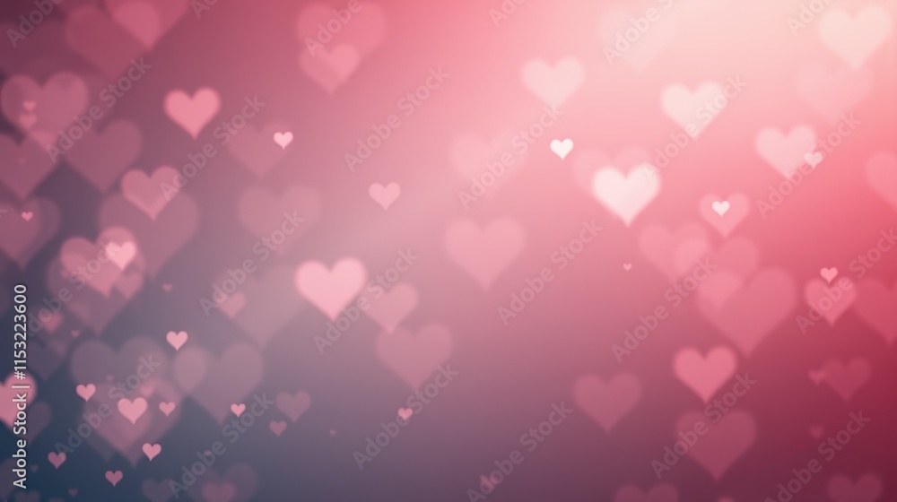 custom made wallpaper toronto digitalPink bokeh hearts on romantic gradient background.