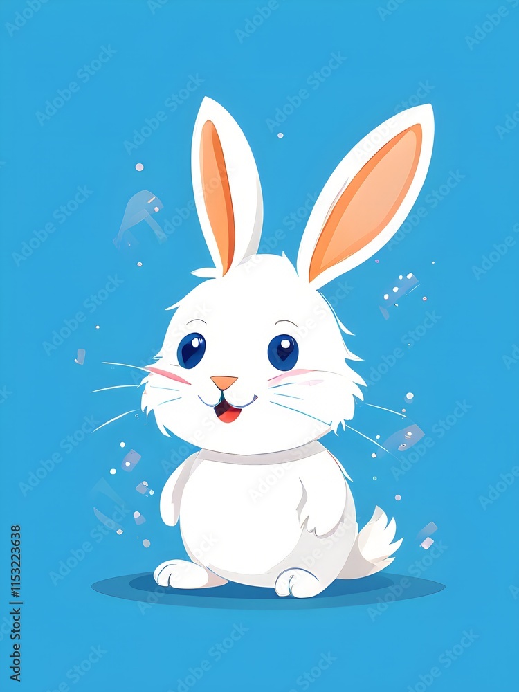Obraz premium Simple cartoon Easter bunny, abstract illustration