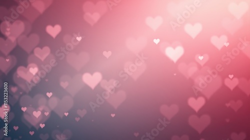Wallpaper Mural Pink bokeh hearts on romantic gradient background. Torontodigital.ca
