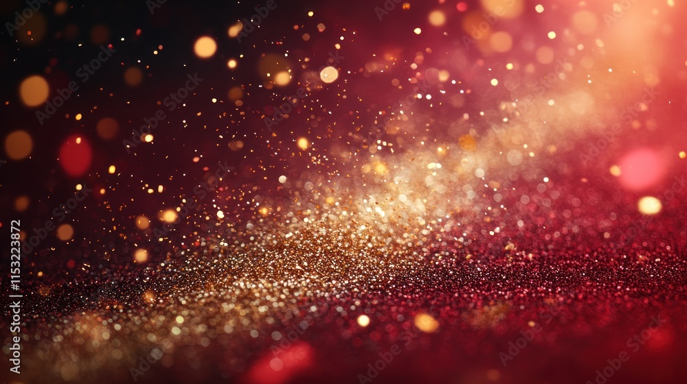 A shimmering background of golden and red particles, creating a magical atmosphere. A shimmering background of golden and red particles, creating a magical atmosphere.