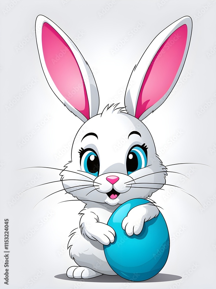 Fototapeta premium Simple cartoon Easter bunny, abstract illustration