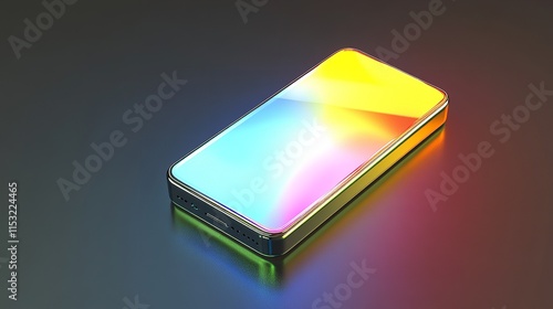 Futuristic Smartphone with Glossy Surface on Dark Gradient Background with Soft Shadows photo