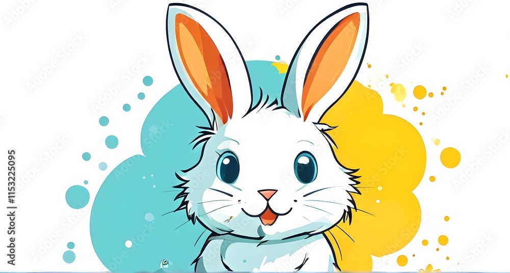 Obraz premium Simple cartoon Easter bunny, abstract illustration