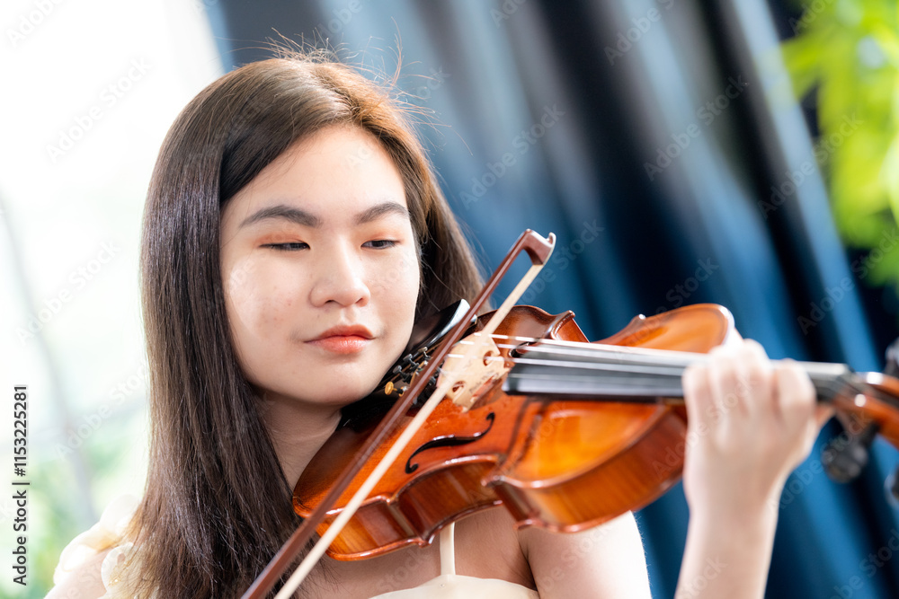 Violinist woman : Portrait of a young female playing the violin. Violinist woman : Portrait of a young female playing the violin.