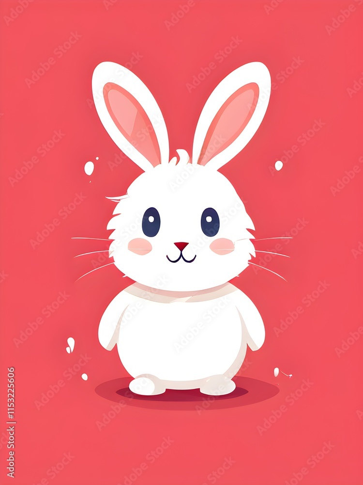 Fototapeta premium Simple cartoon Easter bunny, abstract illustration