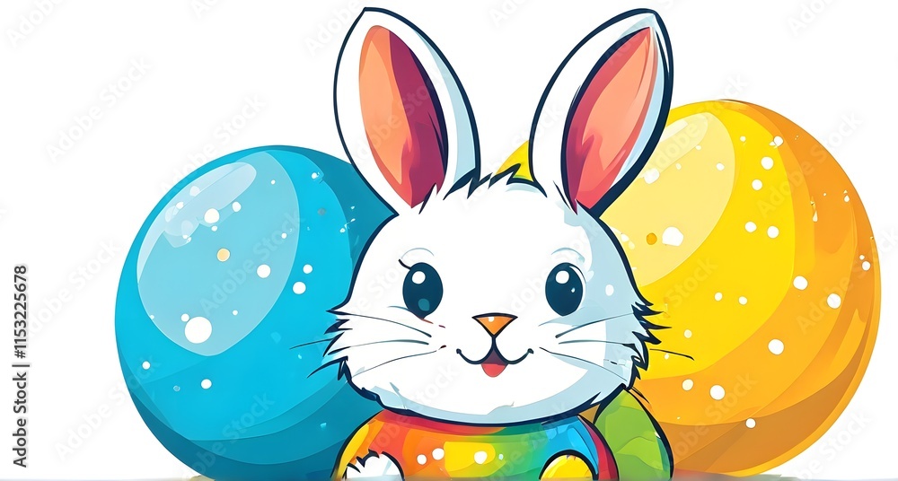 Fototapeta premium Simple cartoon Easter bunny, abstract illustration