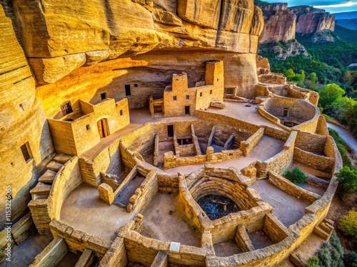 Mesa Verde Cliff Palace Kiva Interior: Ancestral Puebloan Architecture, Colorado