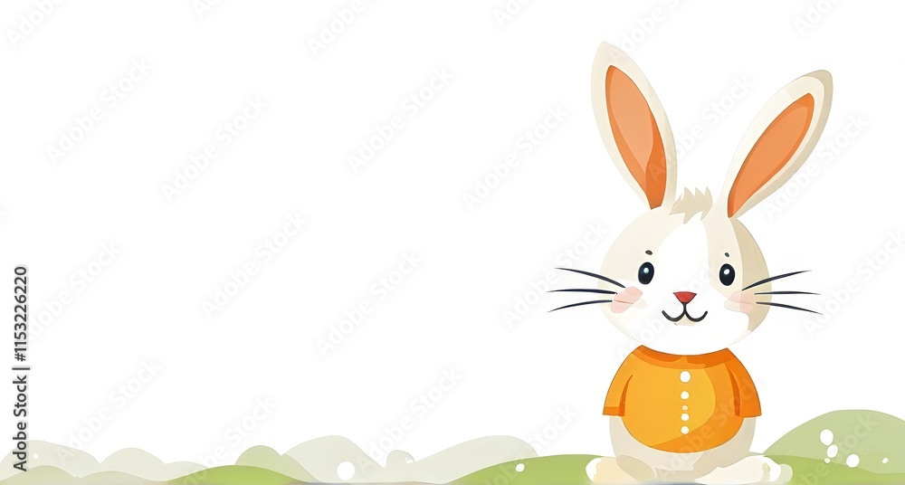 Obraz premium Simple cartoon Easter bunny, abstract illustration