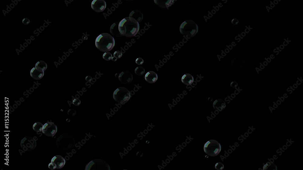 Floating Bubbles Against a Dark Background in a Digital Artistic Render video motion Floating Bubbles Against a Dark Background in a Digital Artistic Render video motion