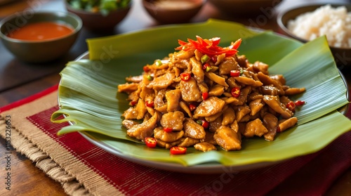 Stir-Fried Buffalo Meat Slices with Garlic and Soy Sauce (Laotian Cuisine) photo