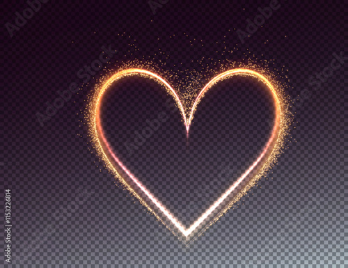 Glowing gold sparkles and romantic magic with trails, twinkles, and bursts—perfect for elegant Valentine, celebration, or festive card designs with luxury flair