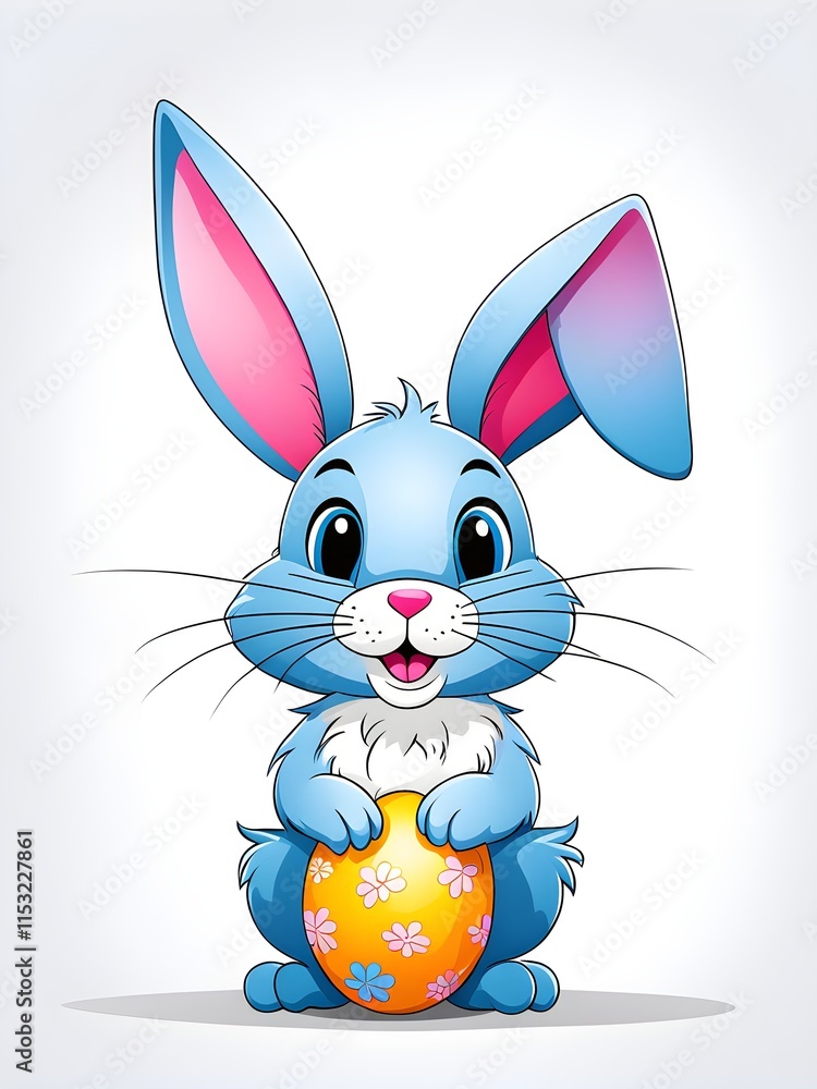 Obraz premium Simple cartoon Easter bunny, abstract illustration