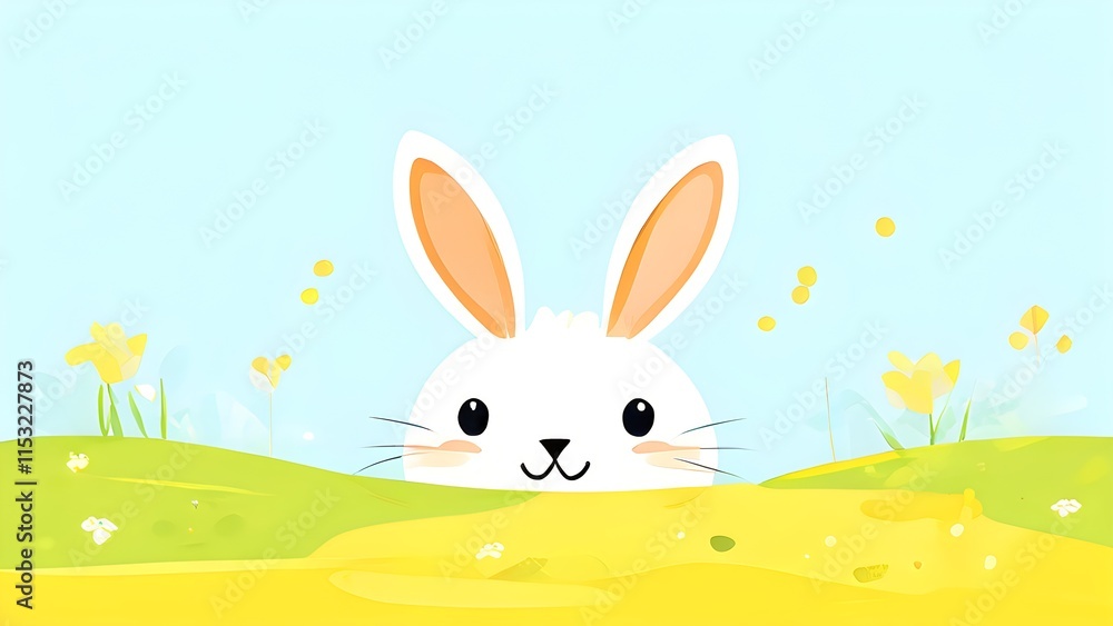 Fototapeta premium Simple cartoon Easter bunny, abstract illustration