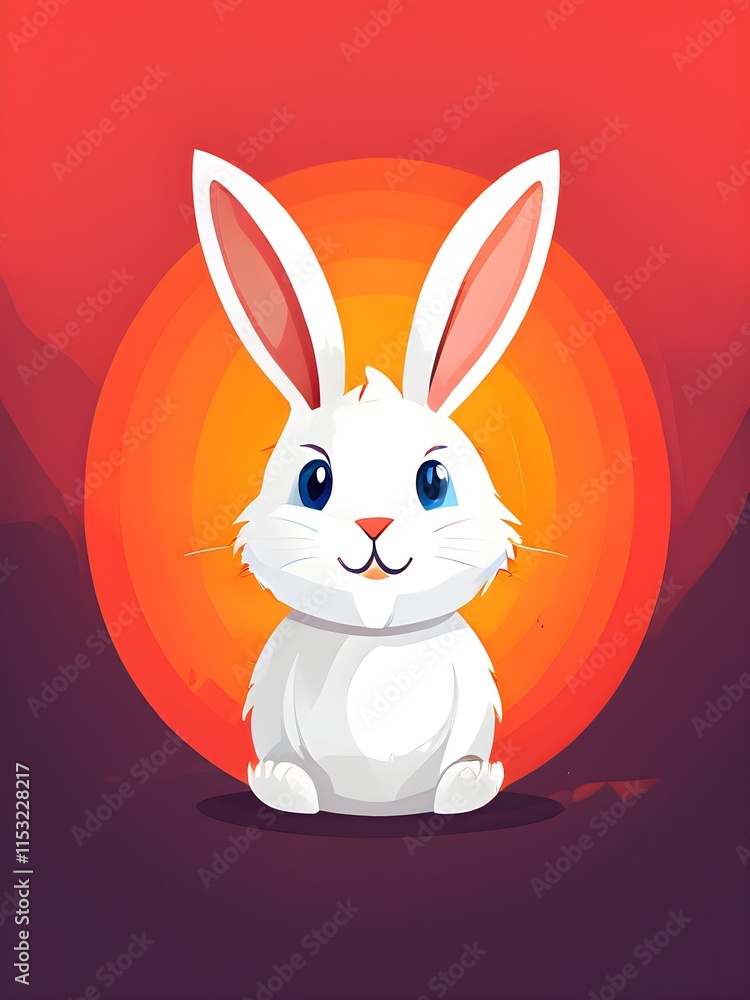 Obraz premium Simple cartoon Easter bunny, abstract illustration