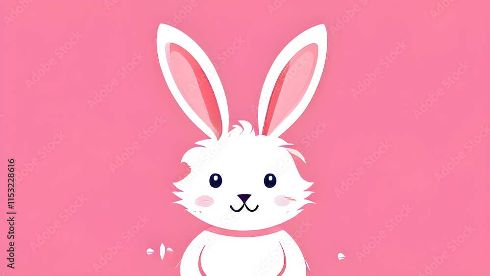 Obraz premium Simple cartoon Easter bunny, abstract illustration