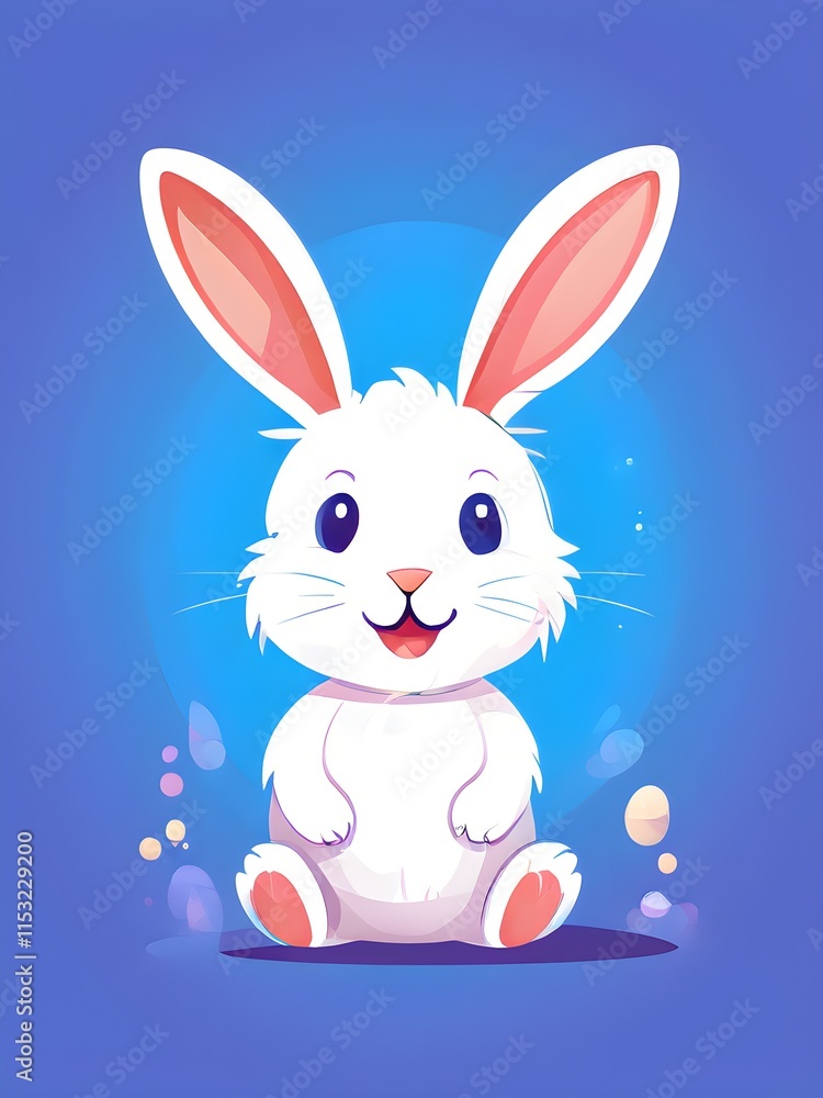 Obraz premium Simple cartoon Easter bunny, abstract illustration